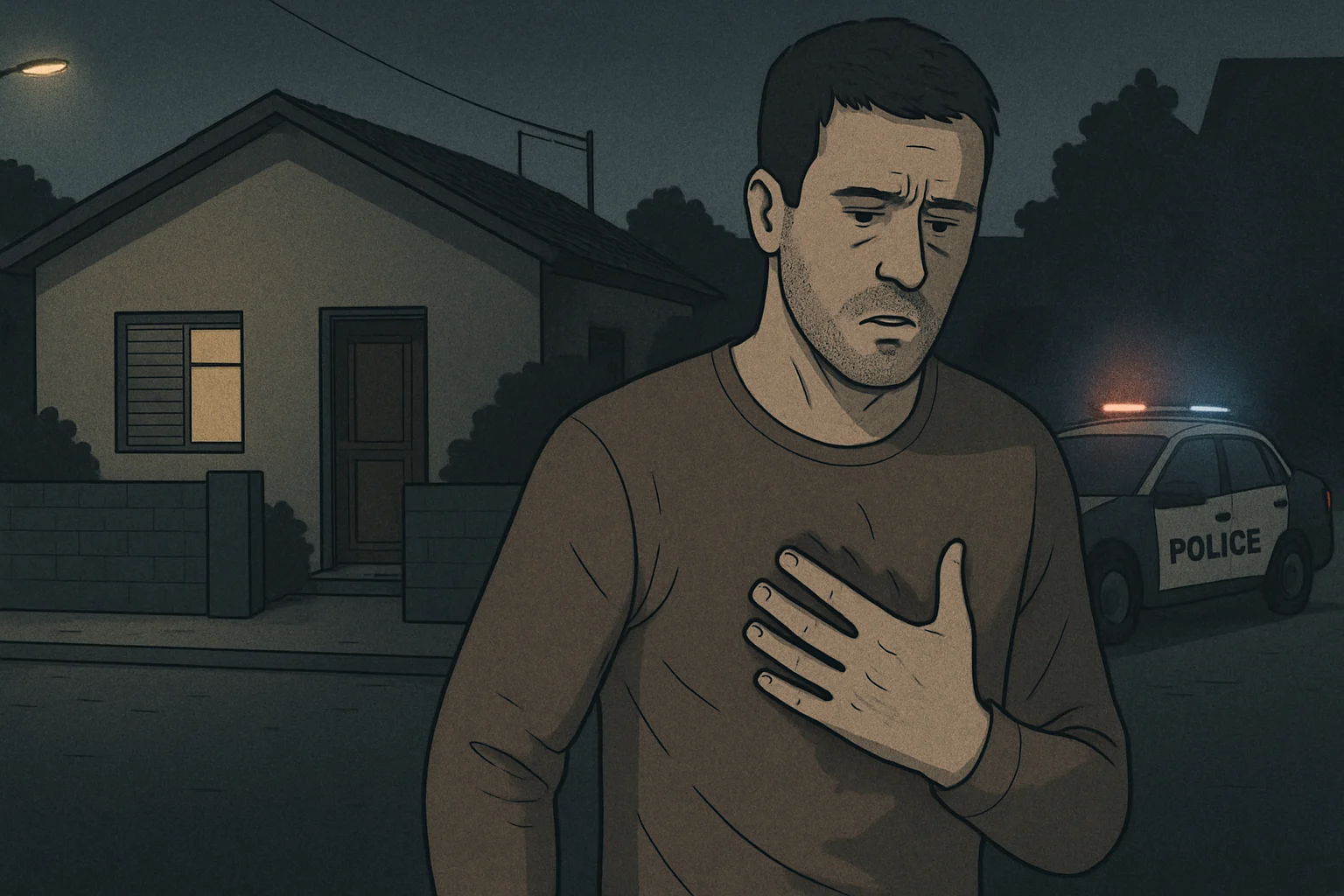Ilustração editorial sobre ocorrência de lesão corporal envolvendo um casal em Itapira